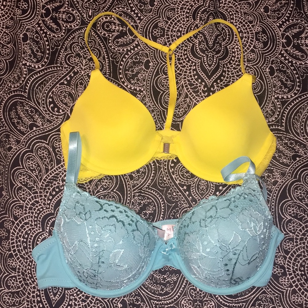 Bundle! Aqua Blue and Yellow 34B Bra